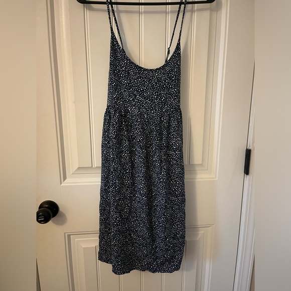Dresses & Skirts - Navy and White Spotted Mini Swing Dress